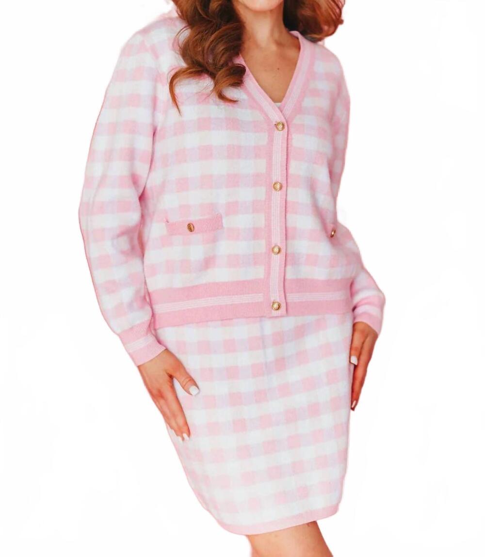 NEW BRIANNA CANNON classic gingham cardigan in pink